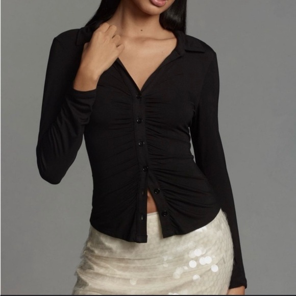 Old Navy Black Long Sleeve Button-Down Shirt - Picture 1 of 4